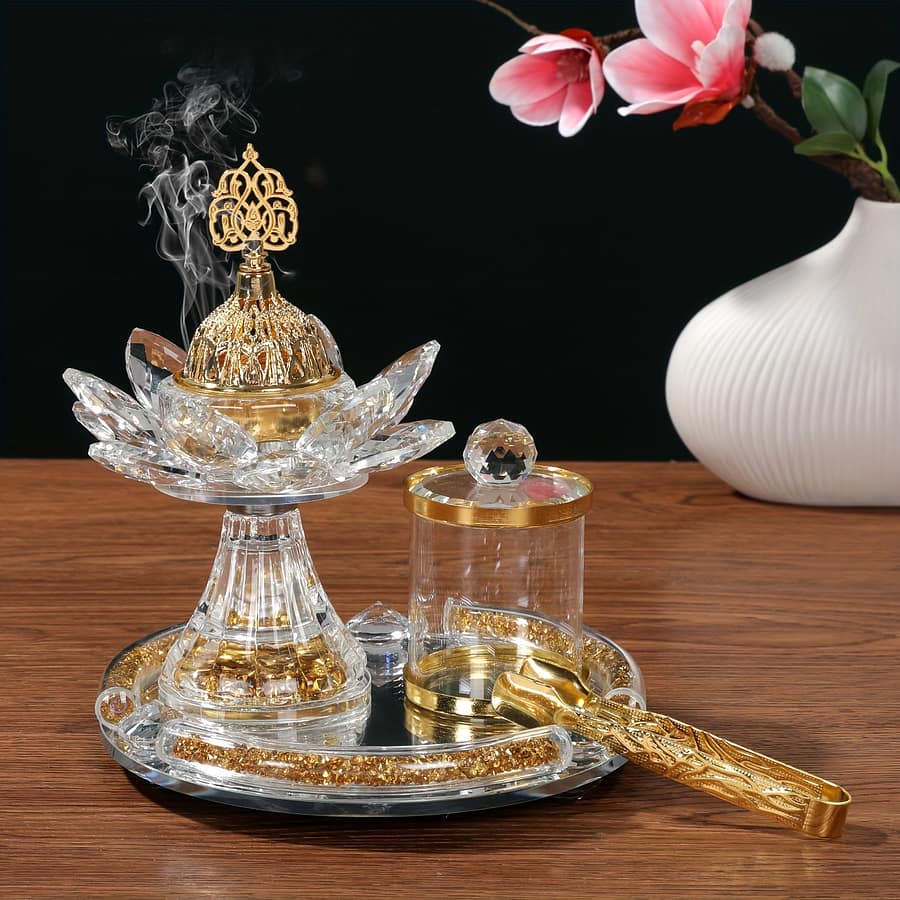 4pcs Crystal For Lotus Glass Set, Luxury Diamond Censers Sticks Hold For Home Wedding Ramadan Decoration, 2024 Home & Kitchen Shop Online at Dubai Trades 2