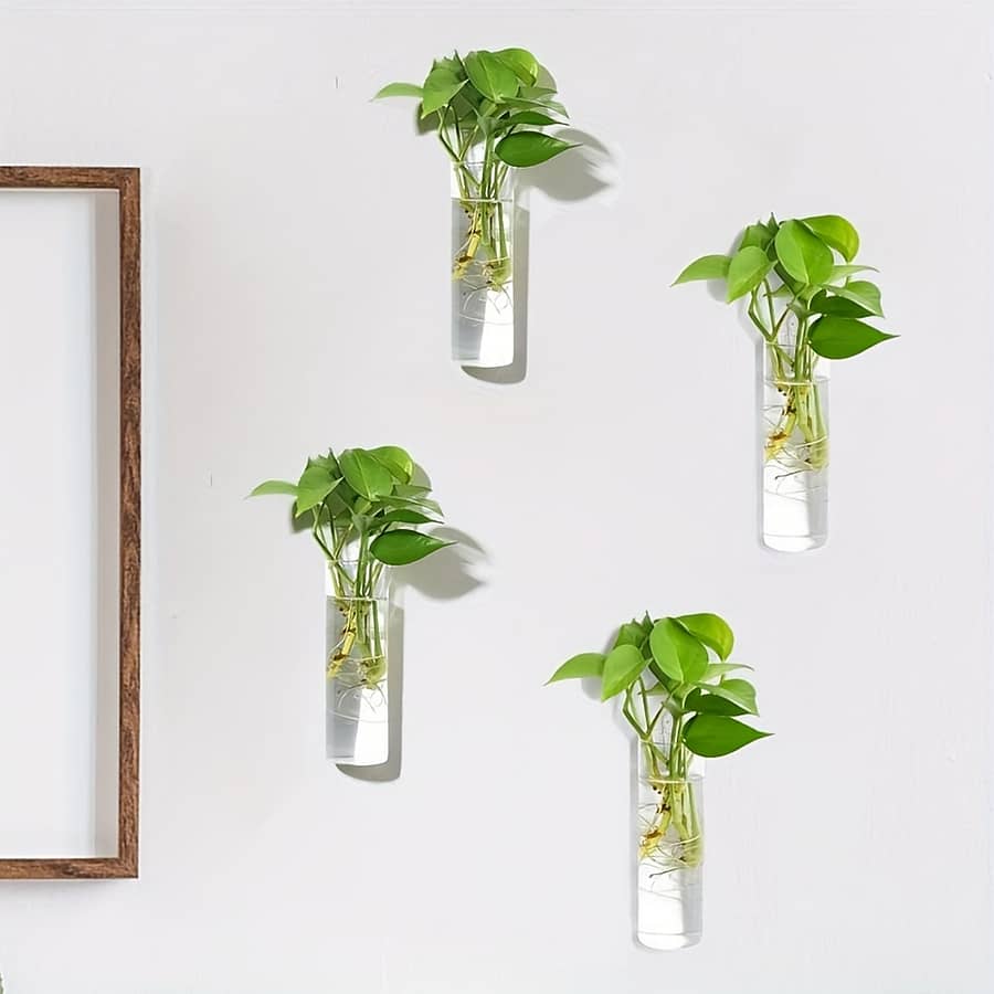 4pcs, Cylindrical Glass Plant Plant On Desktop Or Wall Suitable For Home Office Living Room Decoration Gift For Plant Lovers Gardening & Lawn Care Shop Online at Dubai Trades 2