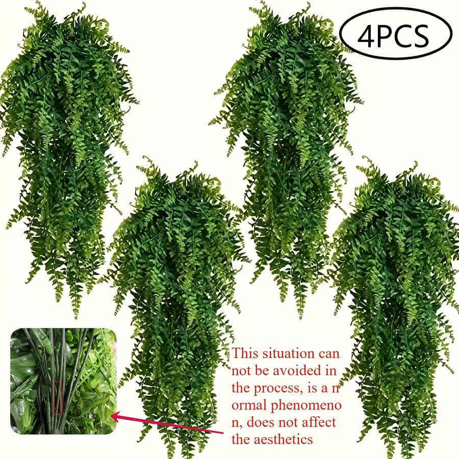 4pcs Hanging Plant, Fake Plants Fake Fern Wall Artificial, Ivy Greenery Plants For Patio Porch Indoor Outdoor Uv Resistant Plastic Plants Decor Accents & Embellishments Shop Online at Dubai Trades 2