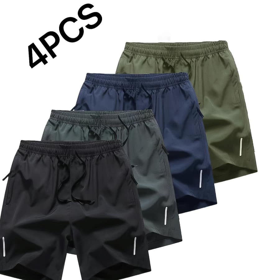 4pcs Men’s Athletic Casual Shorts – Quick-dry, Breathable Polyester, Elastic Waistband With Drawstring, Side Pockets, For Tennis, Golf, Running, Yoga, Workout & Casual Attire Active Shop Online at Dubai Trades 2