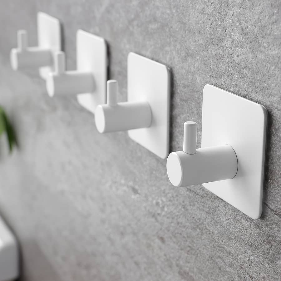 4pcs Stainless Steel Adhesive Wall Hooks, Rustproof Towel Holders For Jackets, Robes, And Utensils, Contemporary Style With Sleek Finish Home & Kitchen Shop Online at Dubai Trades 2