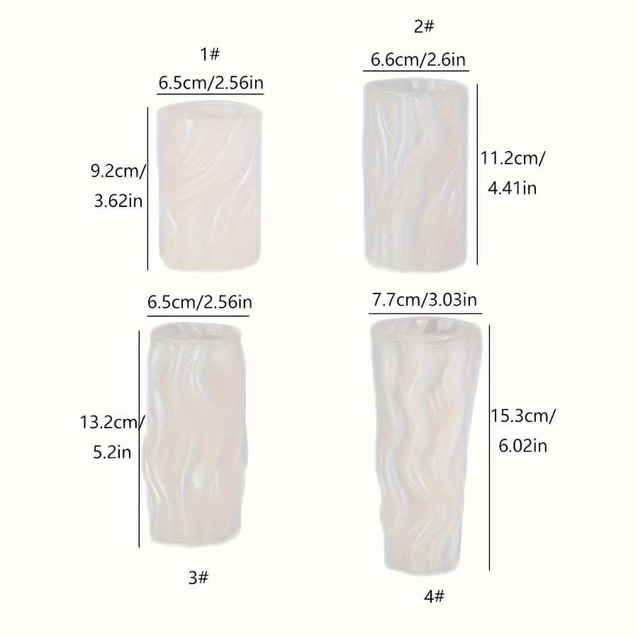4pcs/set Wave Cylindrical Candle Silicone Mold With Irregular Geometric Shape Twisted Stripes Cylindrical Candle Mold Resin Gypsum Mold Arts, Crafts & Sewing Shop Online at Dubai Trades 2