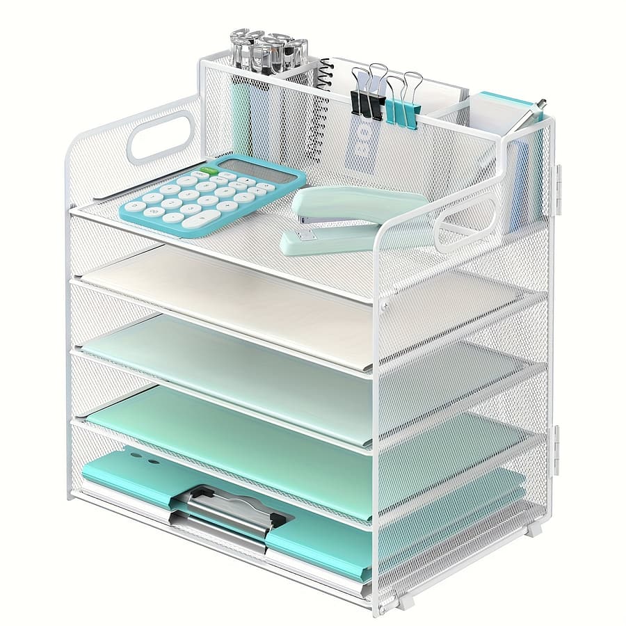 5-layer Desk Organizer With Handle And 3 Pen Holders, Desk Grid Paper/file Organizer, Paper Tray Organizer For Office Supplies Office & School Supplies Shop Online at Dubai Trades 2