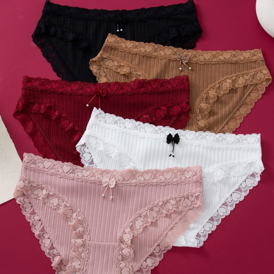 5-person Women’s Jacquard Solid Color Lace Triangle Pants Clothing Shop Online at Dubai Trades 2