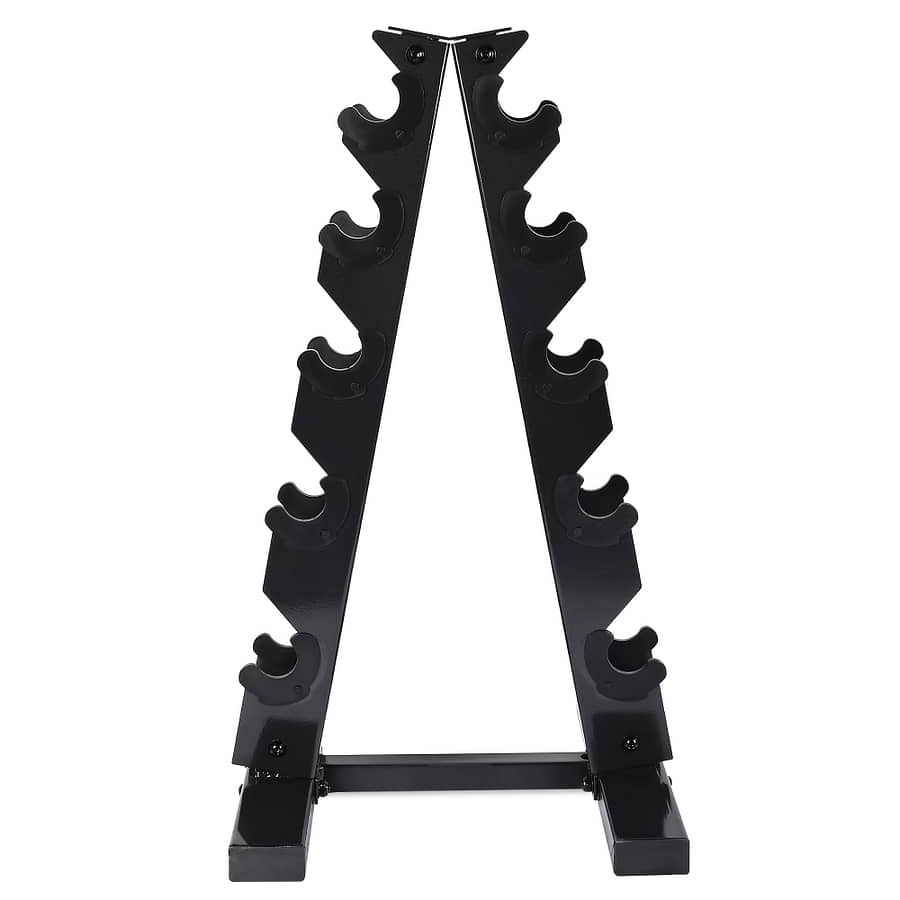 5-tier Dumbbell Rack – Black, Stainless Steel, Space-saving Design For Home Gym, Gym Equipment | Modern Aesthetic | Construction, Dumbbell Holder Dumbbells Shop Online at Dubai Trades 2
