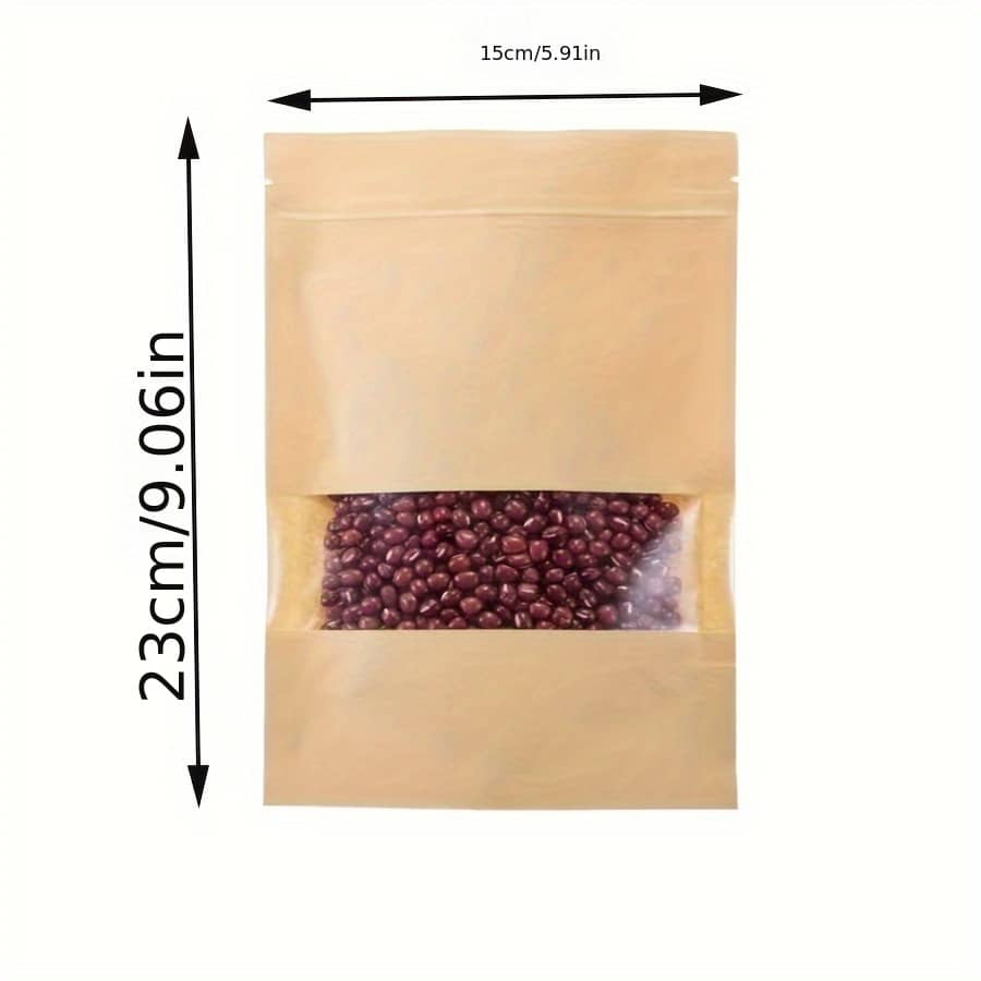 50 Frosted Window Bags With Zipper Suitable For Coffee Food, Paper Self-sealing Bag Disposable Food Storage Shop Online at Dubai Trades 2
