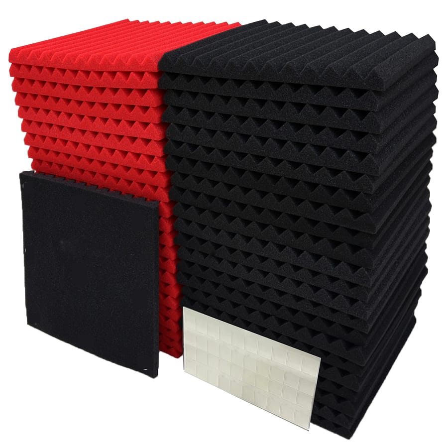 50pcs Vibuilt Acoustic Foam Wedge Panels – 30cm X 30cm X 2.5cm, Black & Soundproofing Panels For Recording, Instruments, And Noise Reduction, , Modular Design Acoustical Treatments Shop Online at Dubai Trades 2