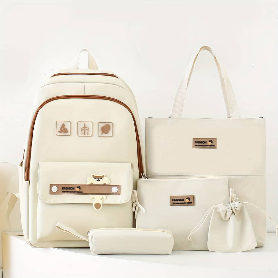 5pcs Cute Cartoon School Backpack, 1set Travel Bookbag Daypack With Tote Bag Crossbody Bag Pencil Case And Drawstring Storage Bag Clothing, Shoes & Jewelry Shop Online at Dubai Trades 2