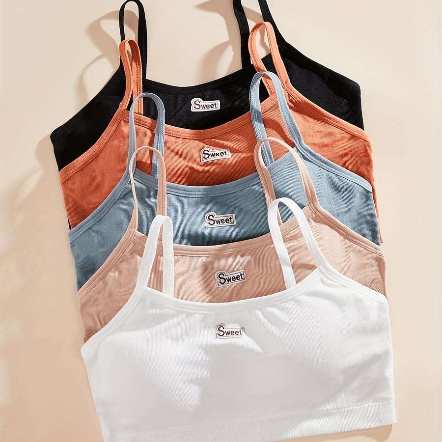 5pcs Sweet Pattern Simple Solid Bra, Comfy & Breathable Bra, Women’s Lingerie & Underwear Bras Shop Online at Dubai Trades 2