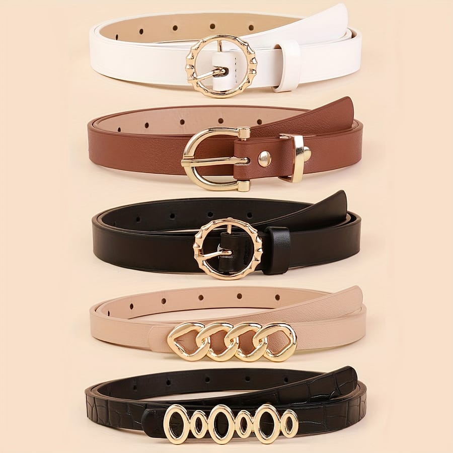5pcs Women’s Fashionable Metal Buckle Belts – Assorted Colors & Styles, Casual & Formal Wear, Everyday Commute & , Casual Belts|fashionable Belts| Belts Accessories Shop Online at Dubai Trades 2