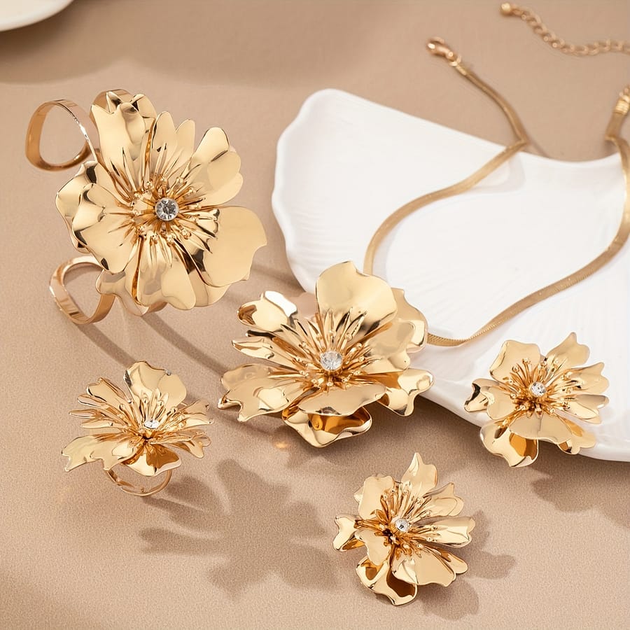 5pcs Women’s Floral Jewelry Set, Bohemian Style, Includes Necklace, Earrings, Ring & Bracelet, Cute Fashion Accessories Clothing, Shoes & Jewelry Shop Online at Dubai Trades 2