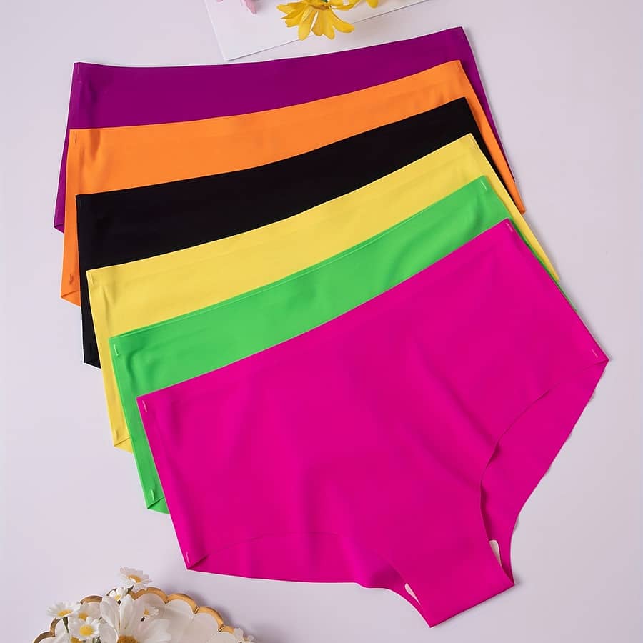 6 Pack Solid Casual Briefs, Women Underwear And Lingerie Bikinis Shop Online at Dubai Trades 2