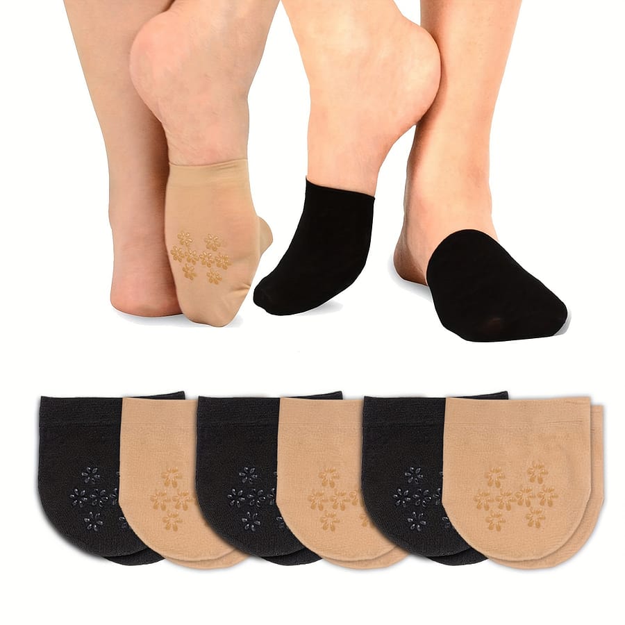 6 Pairs Womens Toe Topper Half Socks, Seamless Toe Cover Breathable Non Slip Invisible Liner Nylon Socks, Heels Beach Mule Socks Accessories Shop Online at Dubai Trades 2