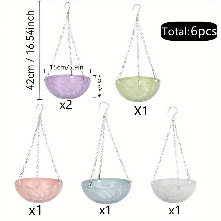 6-piece -watering Plastic Hanging Set For Indoor & , Hanging Pots With Drains & , Garden Container For Succulents & Aquatic Plants – Use Without Electricity Home & Kitchen Shop Online at Dubai Trades 2
