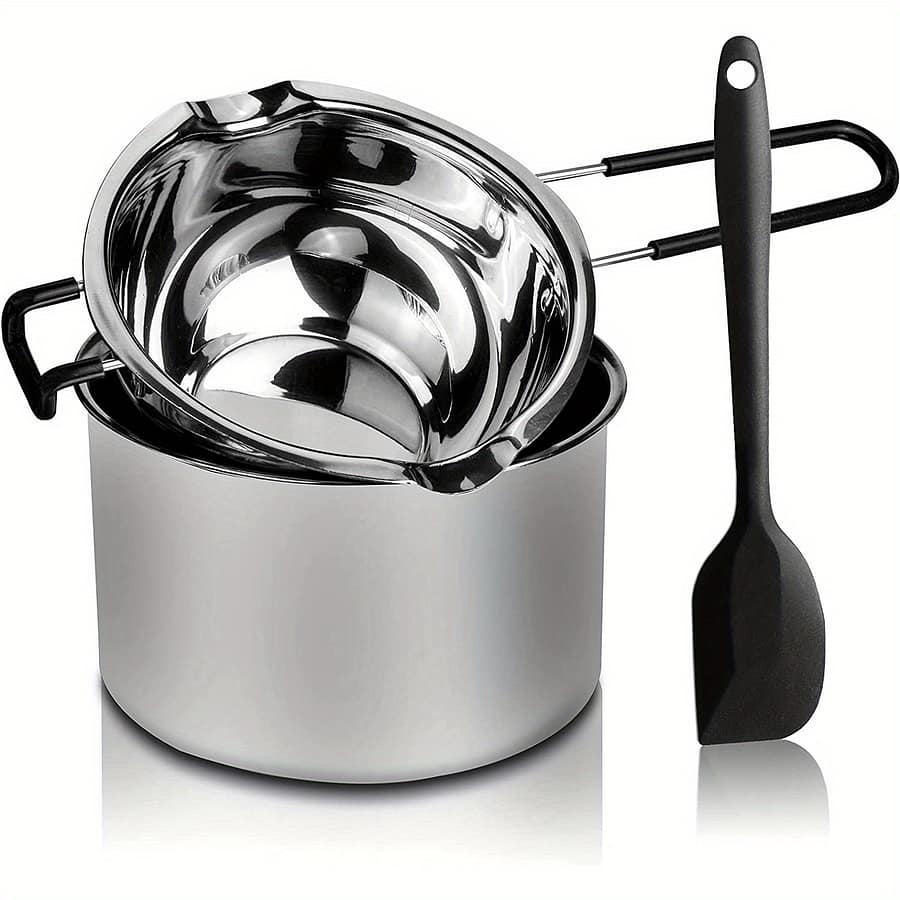 600ml/1600ml Stainless Steel, Double-layer Set, Comes With A Silicone Spoon, Suitable For Making Chocolate, Soap, Beeswax, And Candles. Casseroles Shop Online at Dubai Trades 2