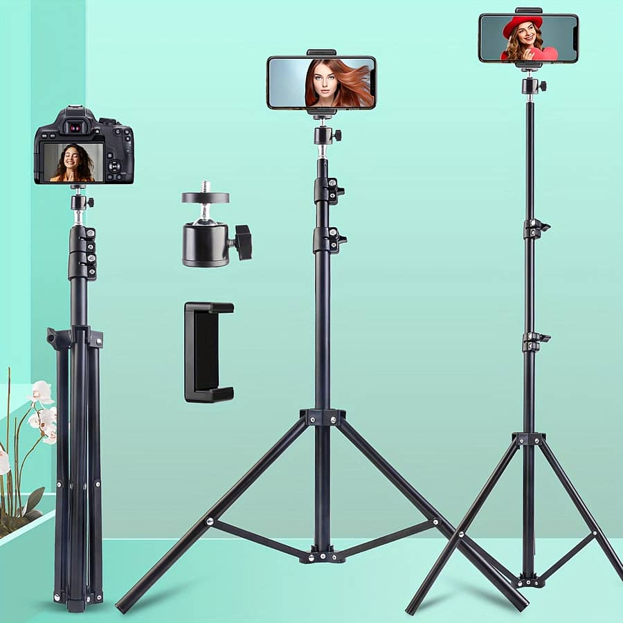 63″ Tripod Stand For Smartphone And Camera, Extendable Selfie Stick With Phone Holder, Vertical & Horizontal Rotation, Stand-mounted Installation, Uncharged Accessories & Supplies Shop Online at Dubai Trades 2