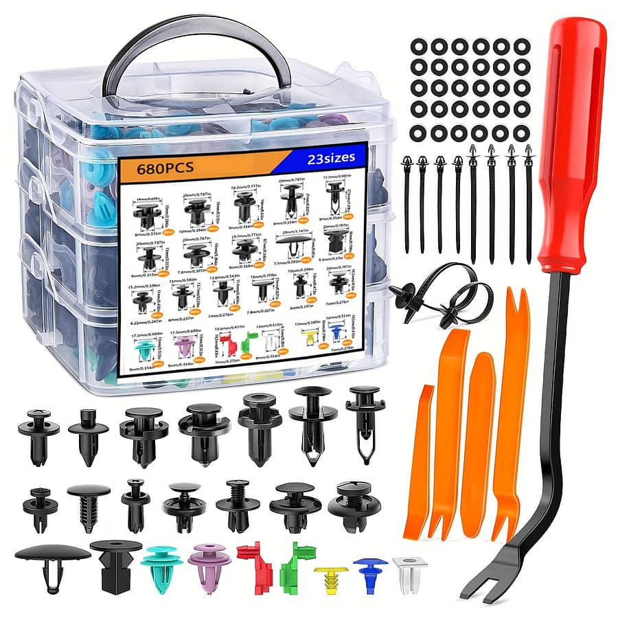 680pcs 725pcs Automotive Push Fasteners And Classification -23 Most Popular Sizes Of Nylon Bumpers, Mudguards, Rivet Straps, 10 Cable Ties, And Fastener Removers Automotive Shop Online at Dubai Trades 2