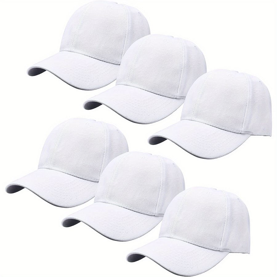 6pcs Adjustable Blank Baseball Caps – 100% Polyester, Sporty Style With Flat Brim & Back For Diy Projects, Baseball Accessories Accessories Shop Online at Dubai Trades 2
