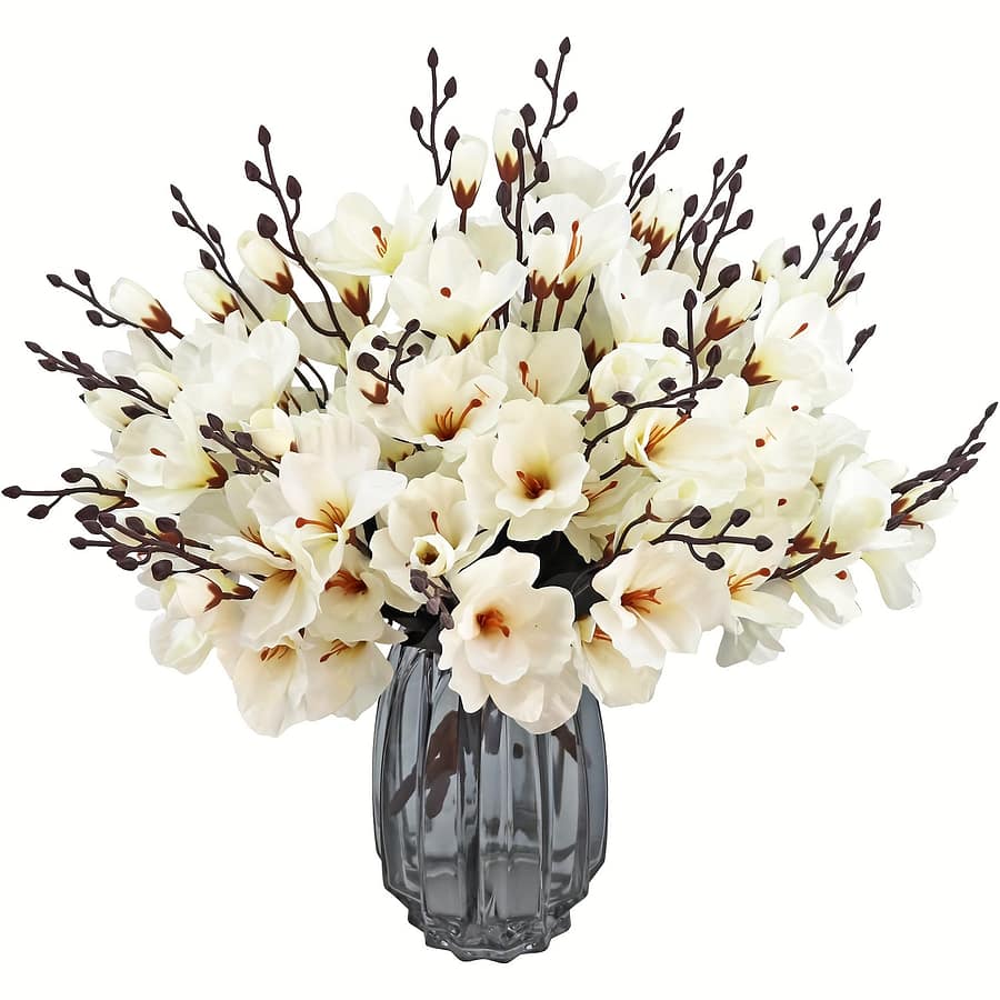 6pcs Artificial , Silk Flowers Flower Bouquet For Home Wedding Decoration, Home Decor Party , White, Room Decor, Home Decor Artificial Flowers Shop Online at Dubai Trades 2