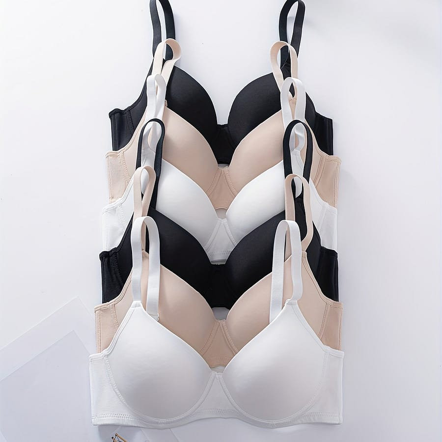 6pcs Elegant Solid Color Push Up Bra, High Support Non Removable Padding Strapless Underwear For Adult Ladies Bras Shop Online at Dubai Trades 2