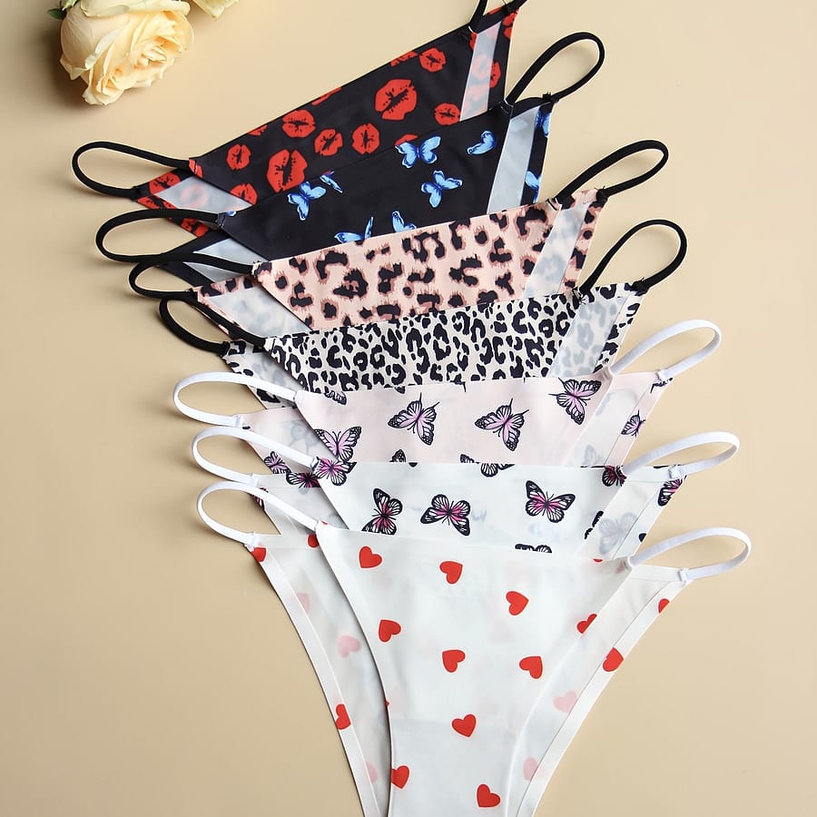 7pcs Print Thin Tape Low Waist Briefs, Sexy & Comfy Stretchy Intimate Panties, Women’s Lingerie & Underwear Clothing Shop Online at Dubai Trades 2