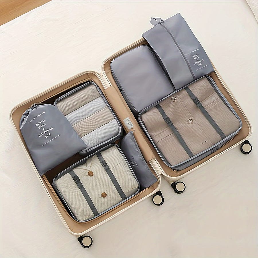 7pcs Travel Storage Bag Set Digital Wash And Makeup Dispensing Storage Pack Clothes Shoes Luggage Travel Organizer Clothing, Shoes & Jewelry Shop Online at Dubai Trades 2