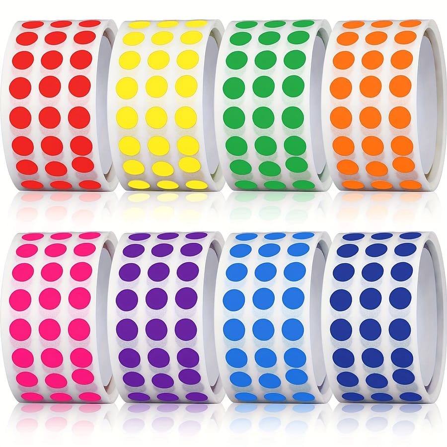 8000pcs 1/4″ Round Color Coding Labels – Adhesive Dot Stickers In 8 Vibrant Colors For Inventory Management & Document Sorting Color-Coding Labels Shop Online at Dubai Trades 2