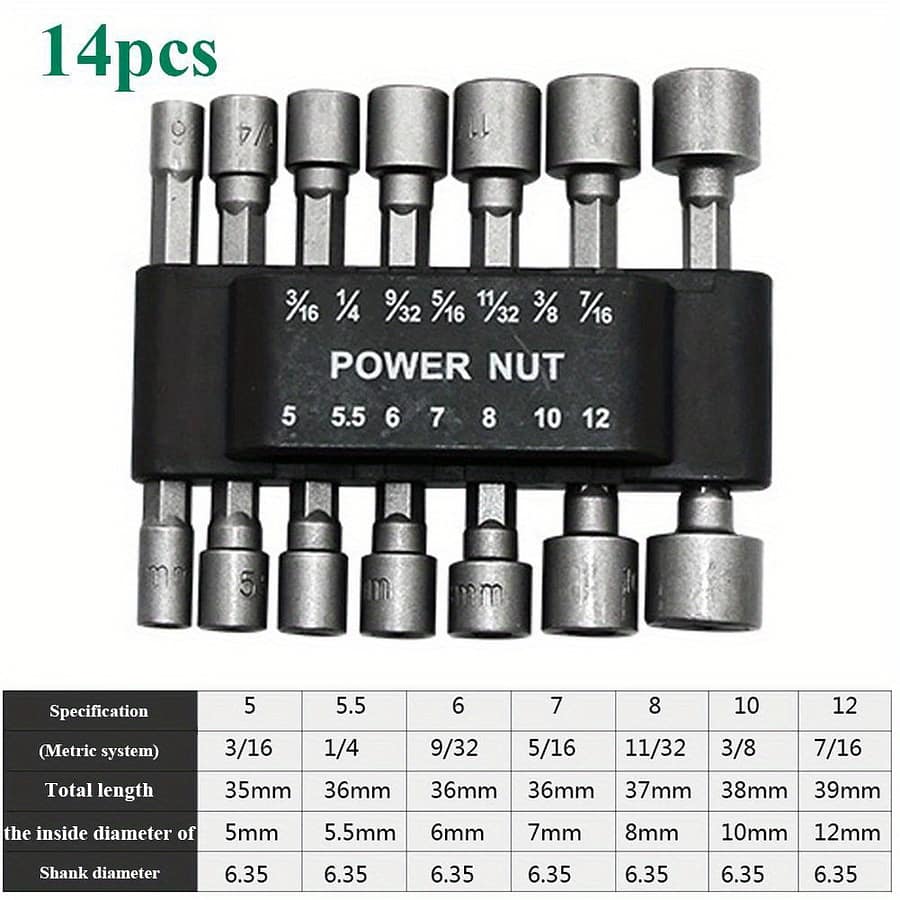 9/14pcs Driver Bits, 1/4 Hexagonal Shank, Crv Screwdrivers, Nut Driver Socket Bits, Power Tools, 5-13 Mm Hand Tools Shop Online at Dubai Trades 2