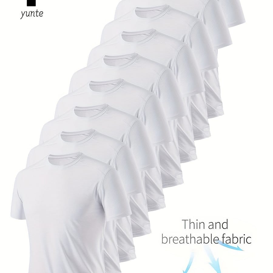 9pcs Men’s Quick-dry T-shirts – Breathable, Sweat Absorbent Crew Neck Tees For Gym, Running & Training | Lightweight & Comfortable Active Shirts & Tees Shop Online at Dubai Trades 2