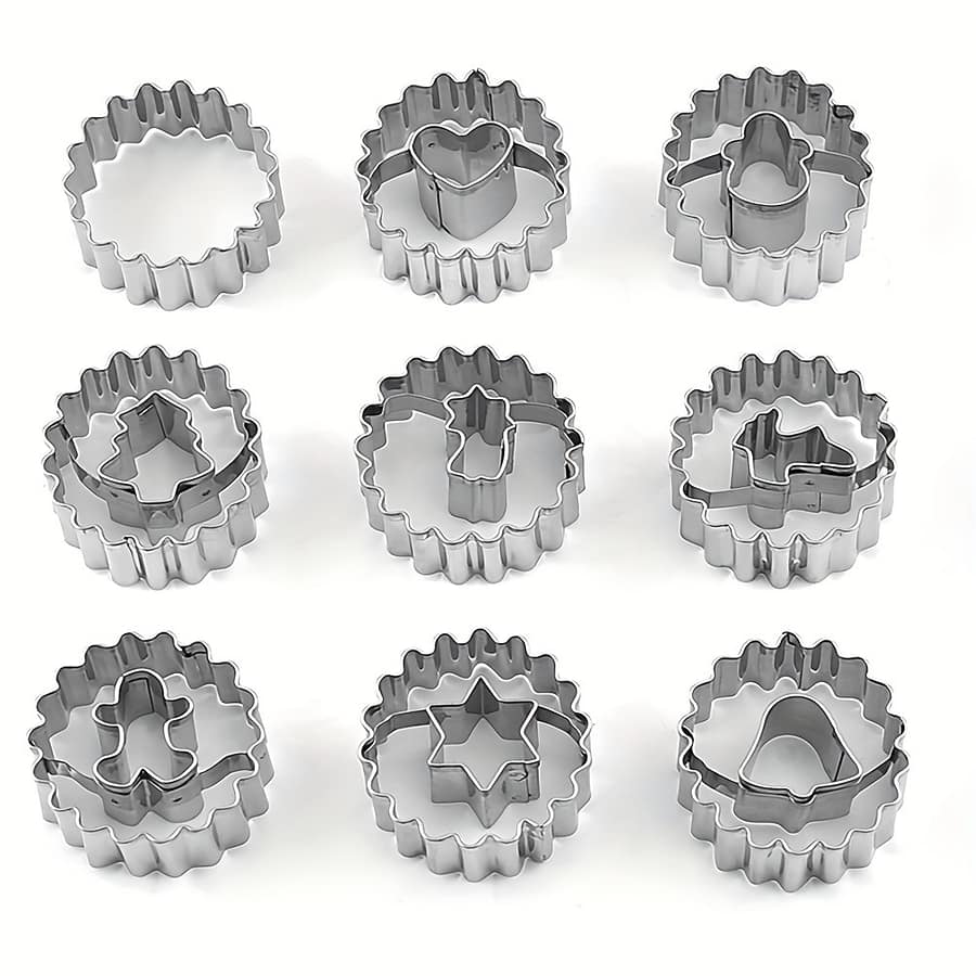9pcs Stainless Steel Cookie Cutter Set – Christmas & Holiday Parties, Includes Jam Sandwich Molds, Fruit Jam Bakeware Shop Online at Dubai Trades 2