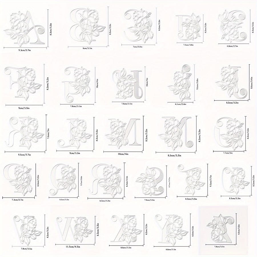 A Set Of 26 English Letters With Flower Patterns, Golden Cutting Dies Used For Making Greeting Card Decorations, Diy Scrapbook Albums, And Cards. Arts, Crafts & Sewing Shop Online at Dubai Trades 2