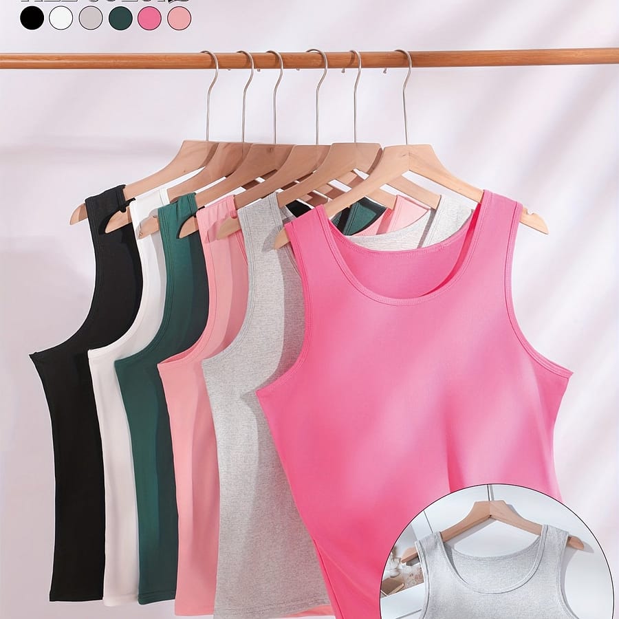 A Set Of 6 Women’s Tank Tops, Summer Layering And Versatile Sleeveless Tops. Camisoles & Tanks Shop Online at Dubai Trades 2