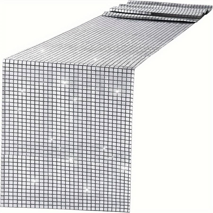 A Silvery 30*275cm Disco Glitter Table Flag Suitable For 70s 80s Themed Parties, Valentine’s Day, Birthdays, Dance Decorations, Weddings. Home & Kitchen Shop Online at Dubai Trades 2