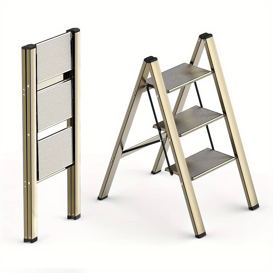 Aluminum Alloy Folding Ladder, Portable & Compact, With Pedals, 300 Lb Capacity, For Home Office Use In Various Room Types Building Supplies Shop Online at Dubai Trades 2