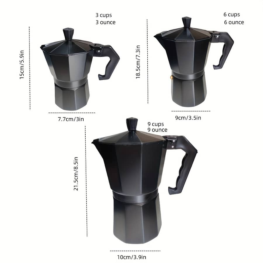 – Aluminum Pot – Manual Espresso Maker With Reusable Filter, Matte Black Coffee Maker For Home Brewing, & Easy-, Stovetop Coffee | Classic Pot | Heatresistant Handle Coffee, Tea & Espresso Shop Online at Dubai Trades 2