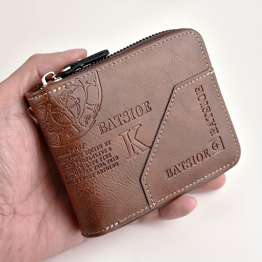Batsioe Men’- Wallet With Embossed Letters – Faux Leather, Credit Card Holder – Perfect Gift For Him Accessories Shop Online at Dubai Trades 2