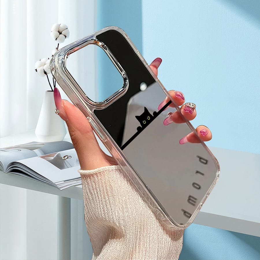 Black Cat Mirror Anti Fall Case For 15/15pro/15pro Max, 14/14pro/14pro Max, 13/13pro/13pro Max, 12/12pro/12pro Max, 11/11pro Max Basic Cases Shop Online at Dubai Trades 2