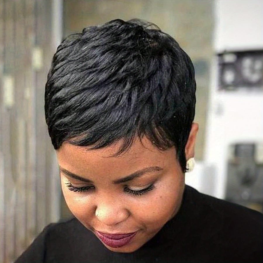 Black Short Hair Elf Cut Matte Silk Chemical Fiber Wig Rose Mesh Cap Beauty & Personal Care Shop Online at Dubai Trades 2
