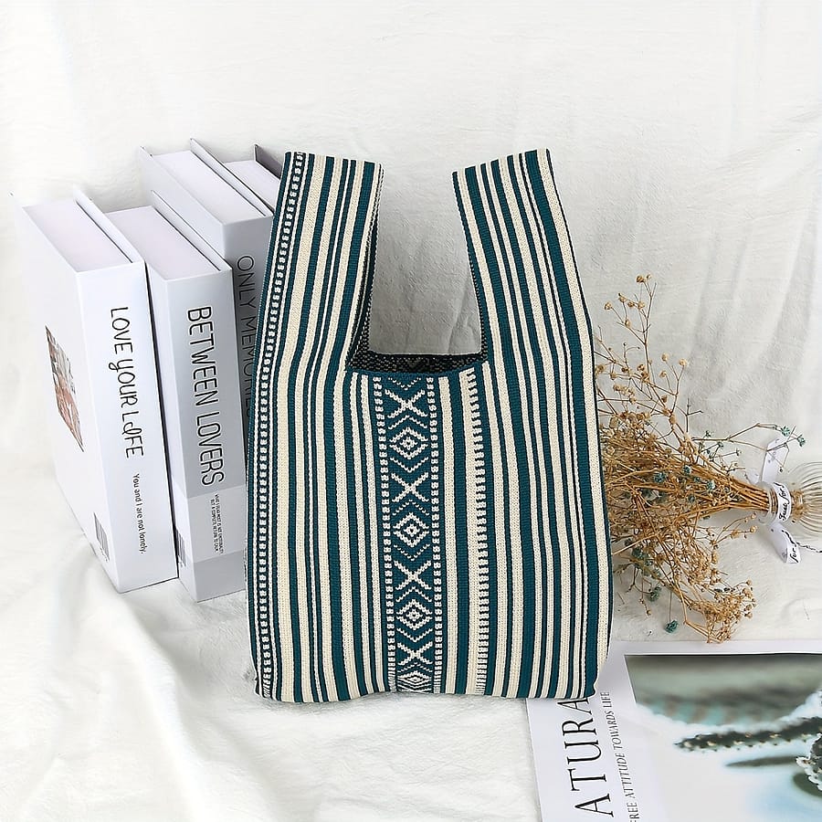 Bohemian Woven Mini Wrist Pouch, Mini Foldable Breathable Knit Bag, Stylish Casual Shopping Accessory For Women Clothing, Shoes & Jewelry Shop Online at Dubai Trades 2