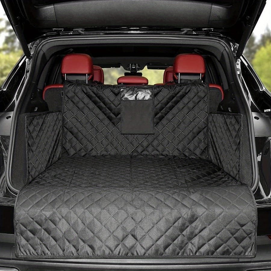Build, Suv Cargo Liner For Dogs, 3-layer Pet Seat Cover, Non-slip, Large Universal Fit, Black, Black Quilted Fabric Design With Reflective Strips, Dog Car Seat Protector Car Travel Accessories Shop Online at Dubai Trades 2