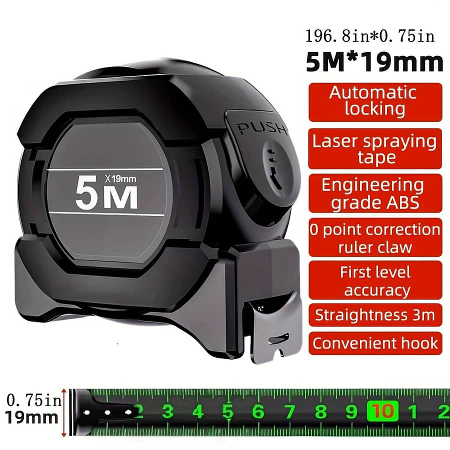 Carbon Steel Measuring Tape, Self-locking Fluorescent Ruler, Wear-resistant 5/7.5/10m Options With Automatic Locking And Brake Button Design Cutting & Measuring Devices Shop Online at Dubai Trades 2