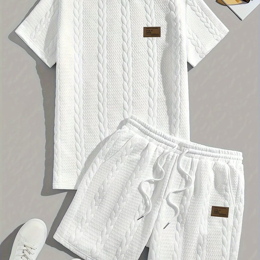 Casual Crew Neck Short Sleeve T-shirt & Drawstring Shorts – Brown, Summer Outfit Active Shop Online at Dubai Trades 2