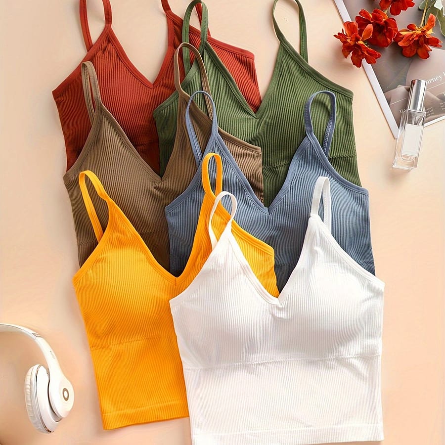 Casual Solid Color Bralette, , For Adult Camisoles & Tanks Shop Online at Dubai Trades 2