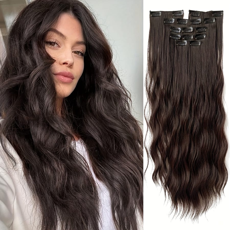 Clip-in Hair Extensions For Women, Thick Layered Straight Hair Pieces, 62 Cm Long, Includes A Set Of With 16 Clips, Weighing 150g. Beauty & Personal Care Shop Online at Dubai Trades 2