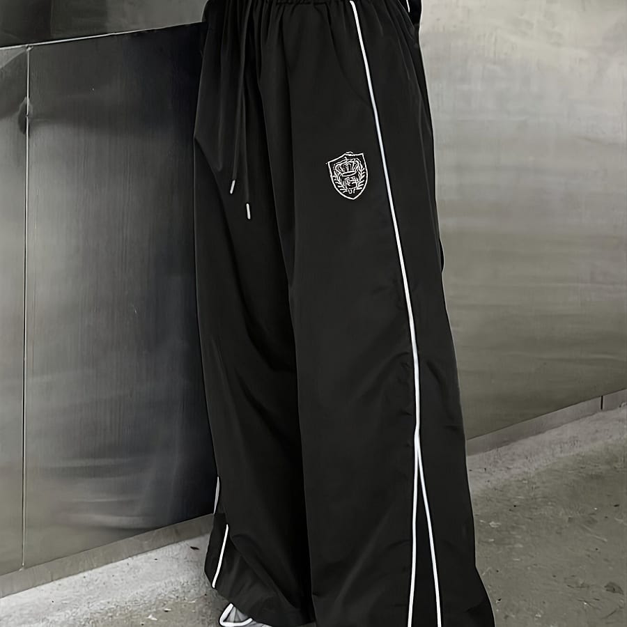 Contrast Trim Drawstring Waist Wide Leg Pants, Casual & Versatile High Waist Pants For , Women’s Clothing Clothing Shop Online at Dubai Trades 2