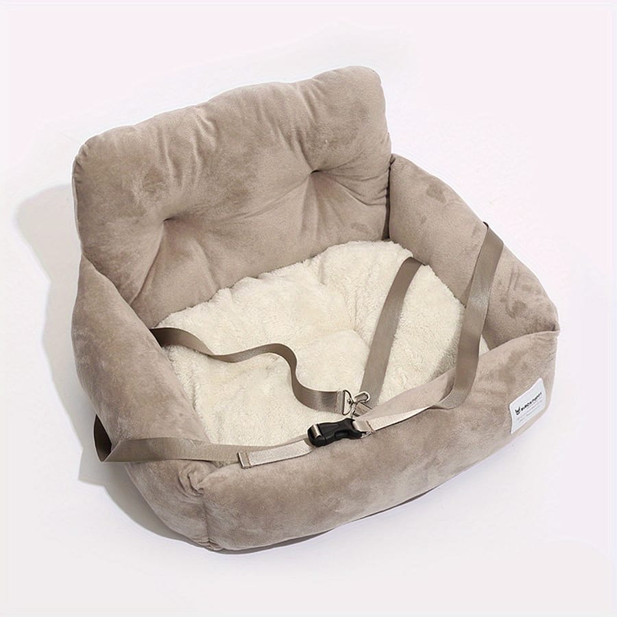 Cozy Plush Pet Car Seat For Small To Medium Dogs – Brown, Soft Travel Nest With Safety Harness, Pet Travel, Fleece Booster & Car Seats Shop Online at Dubai Trades 2