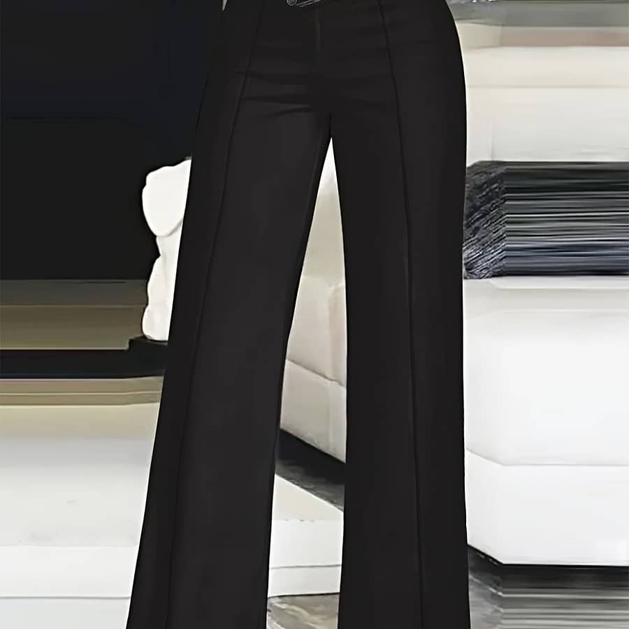 Criss Button Decor Pants, Elegant Wide Leg Loose Pants For Spring & Fall, Women’s Clothing Clothing Shop Online at Dubai Trades 2
