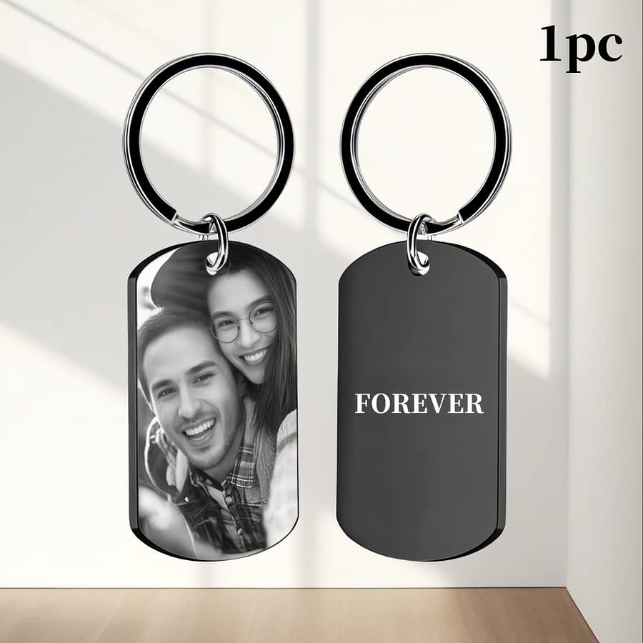 Custom Keychain With Picture For Men, Personalized Keychain With Laser Engraved Photo/text For Men, Dad, Boyfriend, Father’s Day Gifts Accessories Shop Online at Dubai Trades 2