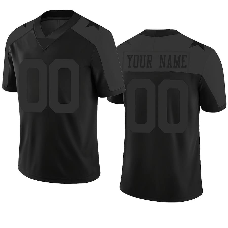 Customizable Men’s American Football Jersey – Personalized Name & Number, Black Embroidered V-neck Short Sleeve Sports Shirt For Casual, Party, Or Training, Sizes S-xxxl Clothing Shop Online at Dubai Trades 2