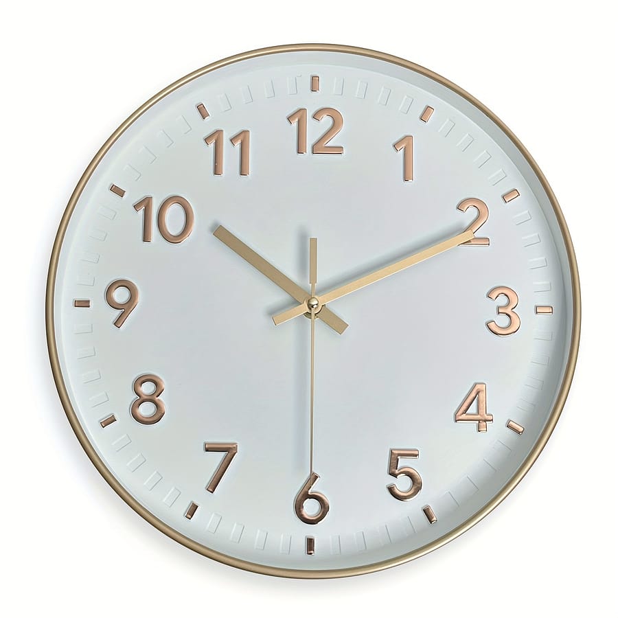 Elegant 12-inch Silent Quartz Wall Clock With Golden Accents – , Living Room, Bedroom, Kitchen Decor – Battery Operated (aa), No Battery Included Clocks Shop Online at Dubai Trades 2